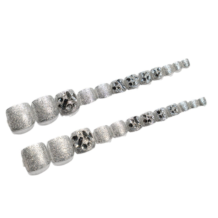Dekorative Strass Druck-On Zehennägel