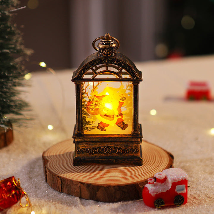 Dekorative Weihnachtslaterne mit nostalgischem Santa-Motiv Karnz