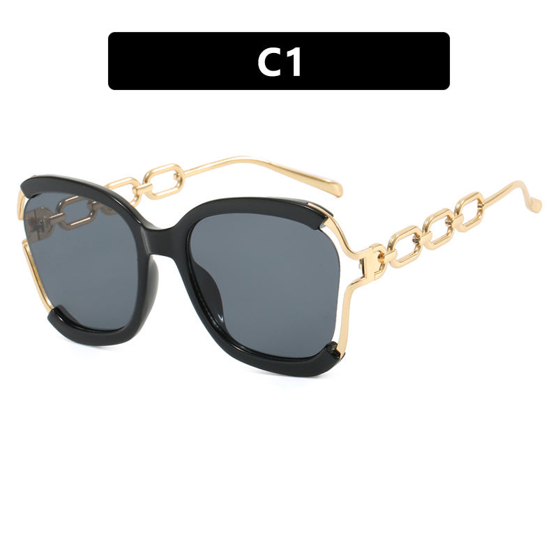 Damen modische Sonnenbrille mit goldenen Kettendetails Karnz