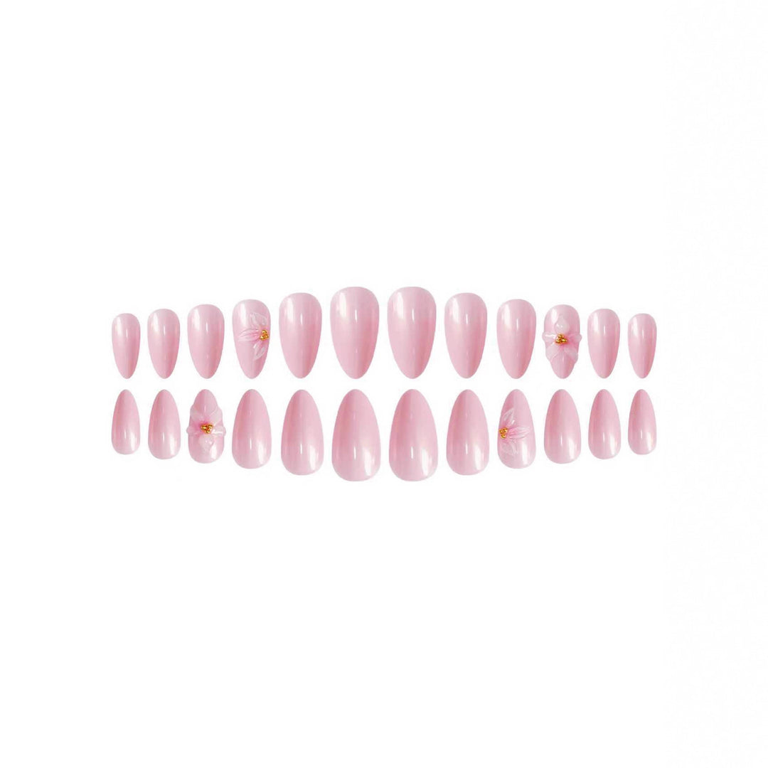 Blumenverzierte Stiletto Press-On Nagelkunst Karnz