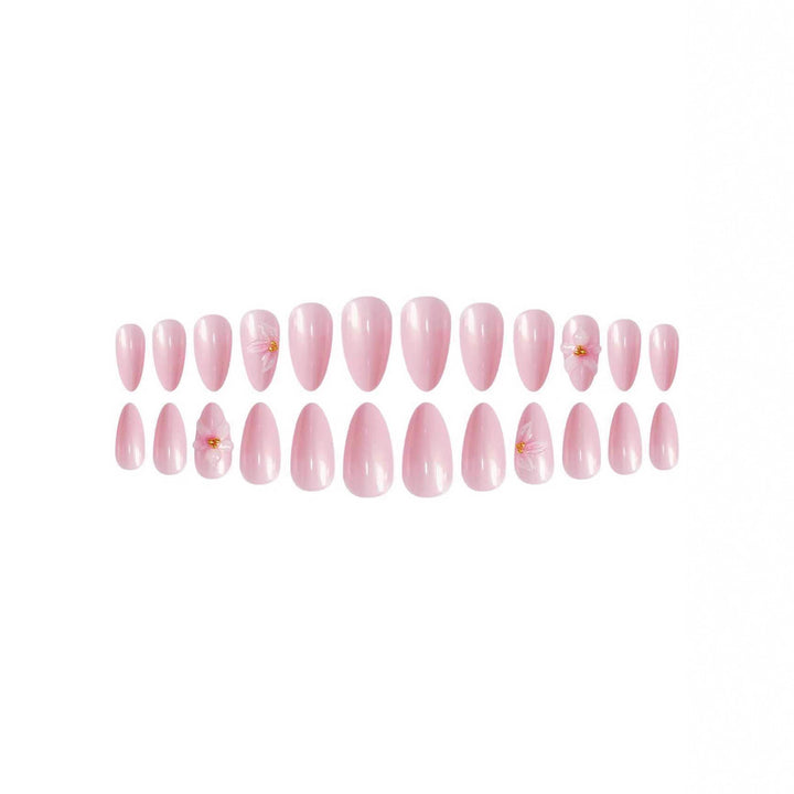Blumenverzierte Stiletto Press-On Nagelkunst Karnz