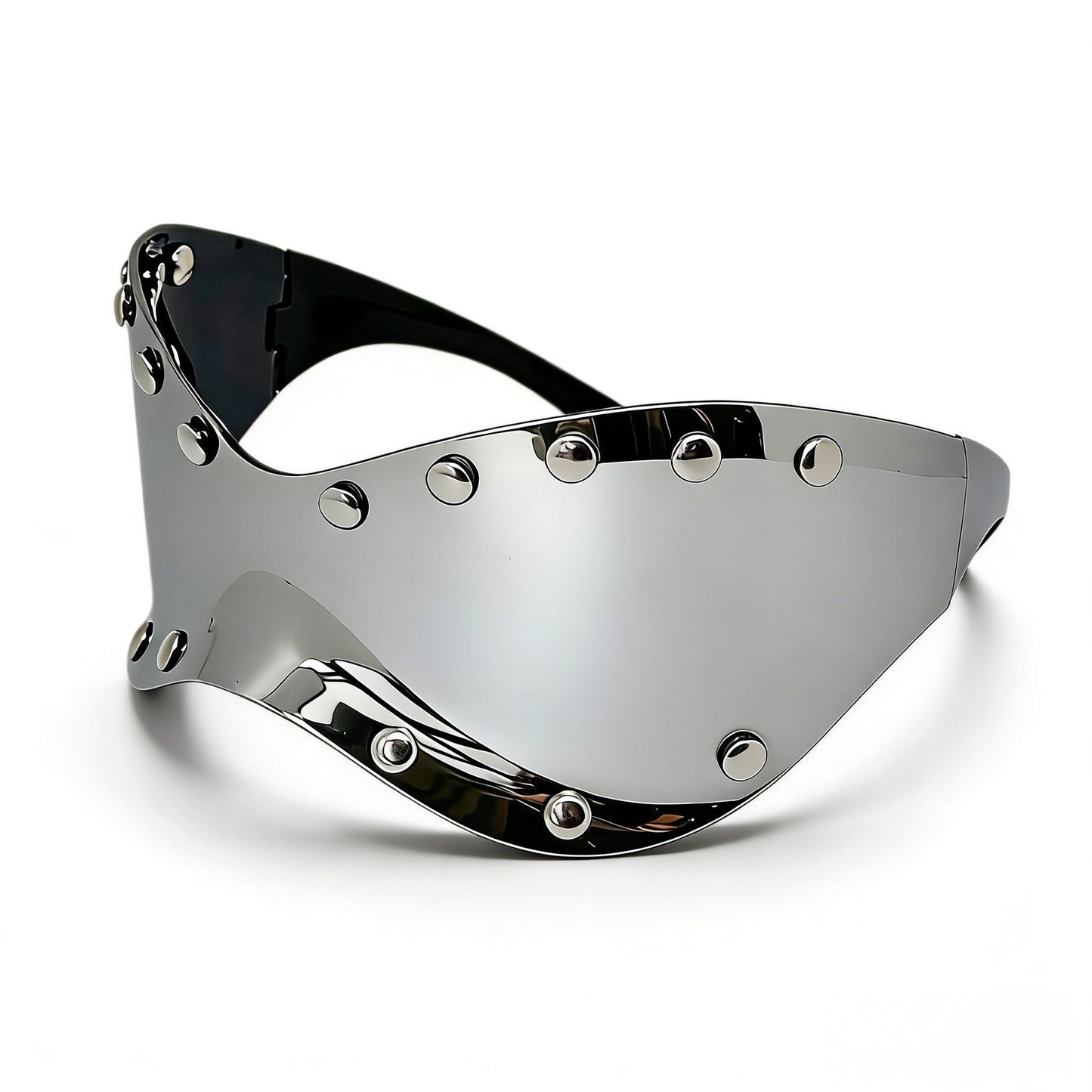 Damen futuristische Designer-Sonnenbrille mit dekorativen Metallelementen Karnz
