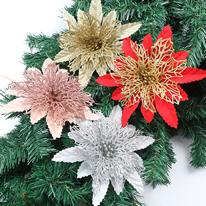 Glitzerndes Feiertags-Blumenakzent-Ornament Karnz