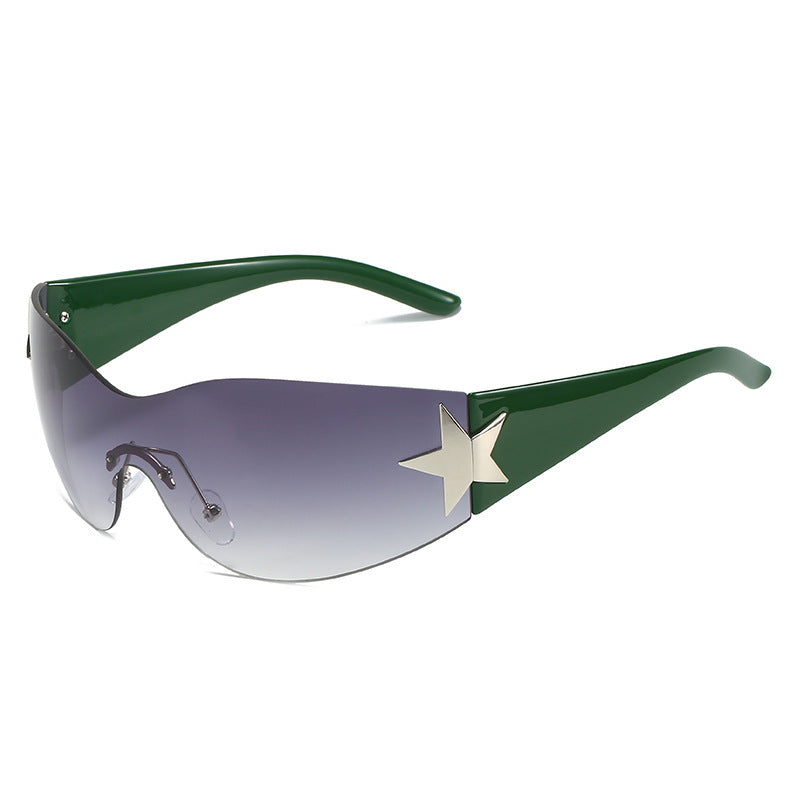 Modebewusste Shield-Sonnenbrille mit Sternakzent Karnz