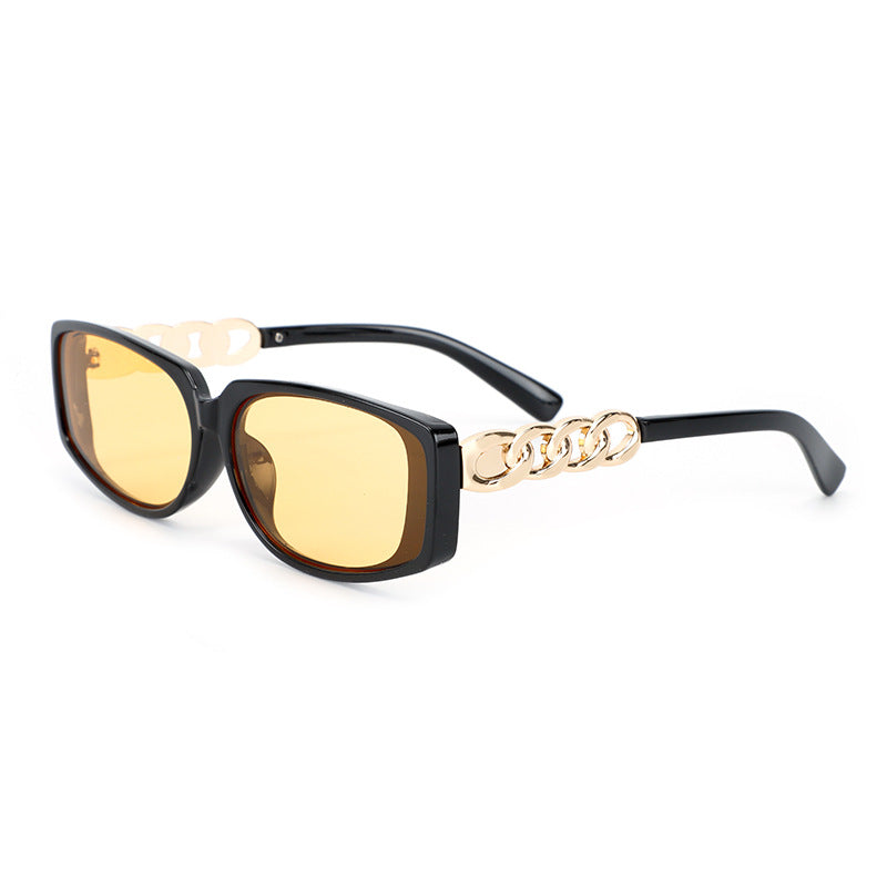 Damen quadratische Designer-Sonnenbrille mit goldenen Details Karnz