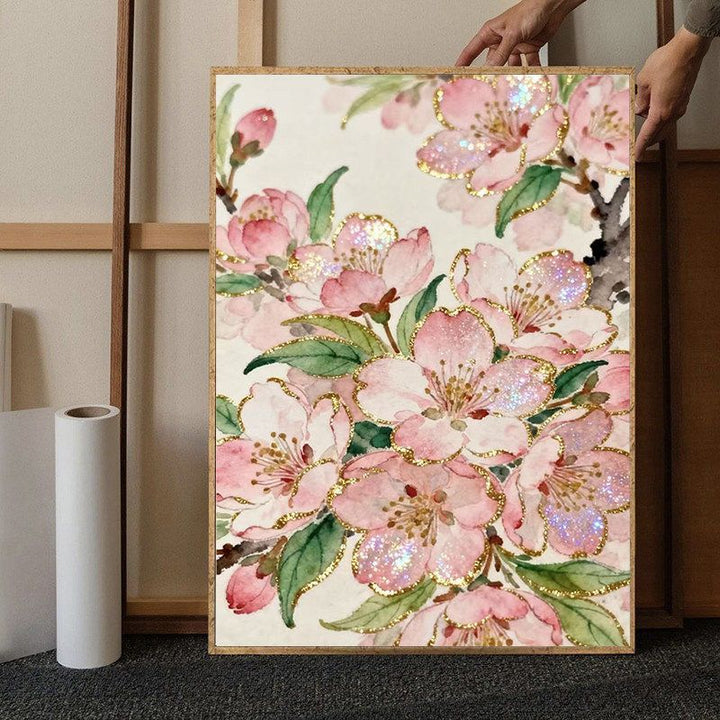 Florale Glitter Kunst Leinwanddruck Karnz