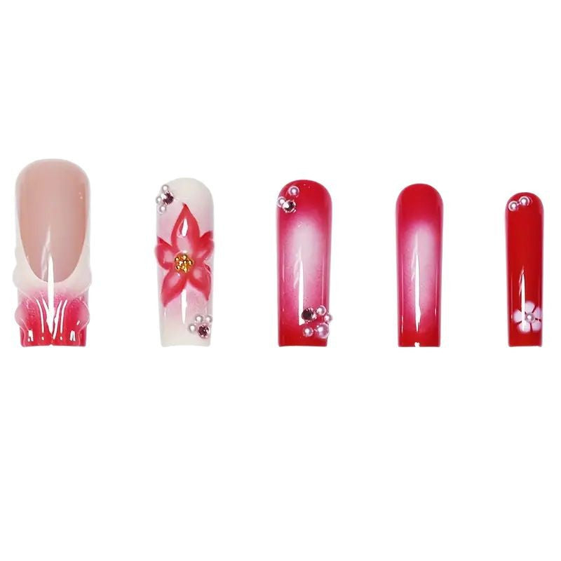 Elegante 3D Blumen Nagelkunst Verlängerungen Karnz