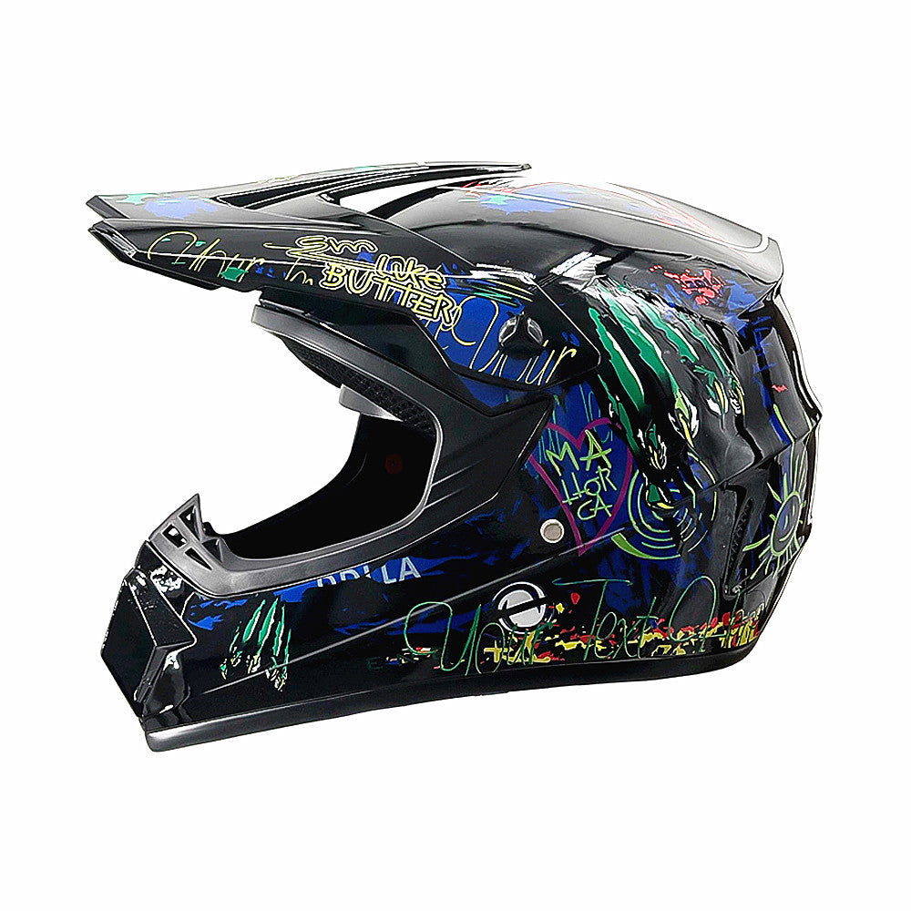 Vollgesicht-Motocross-Helm mit verlängertem Visier und verstärktem Kinnschutz Karnz