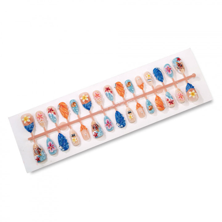 Künstlerisches küstenorientiertes Press-On-Nagelset