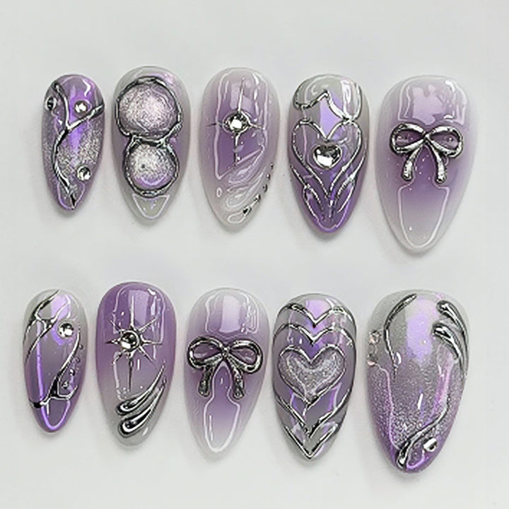 Künstlerisches Press-On Nagelset mit eleganten Blumenmustern Karnz