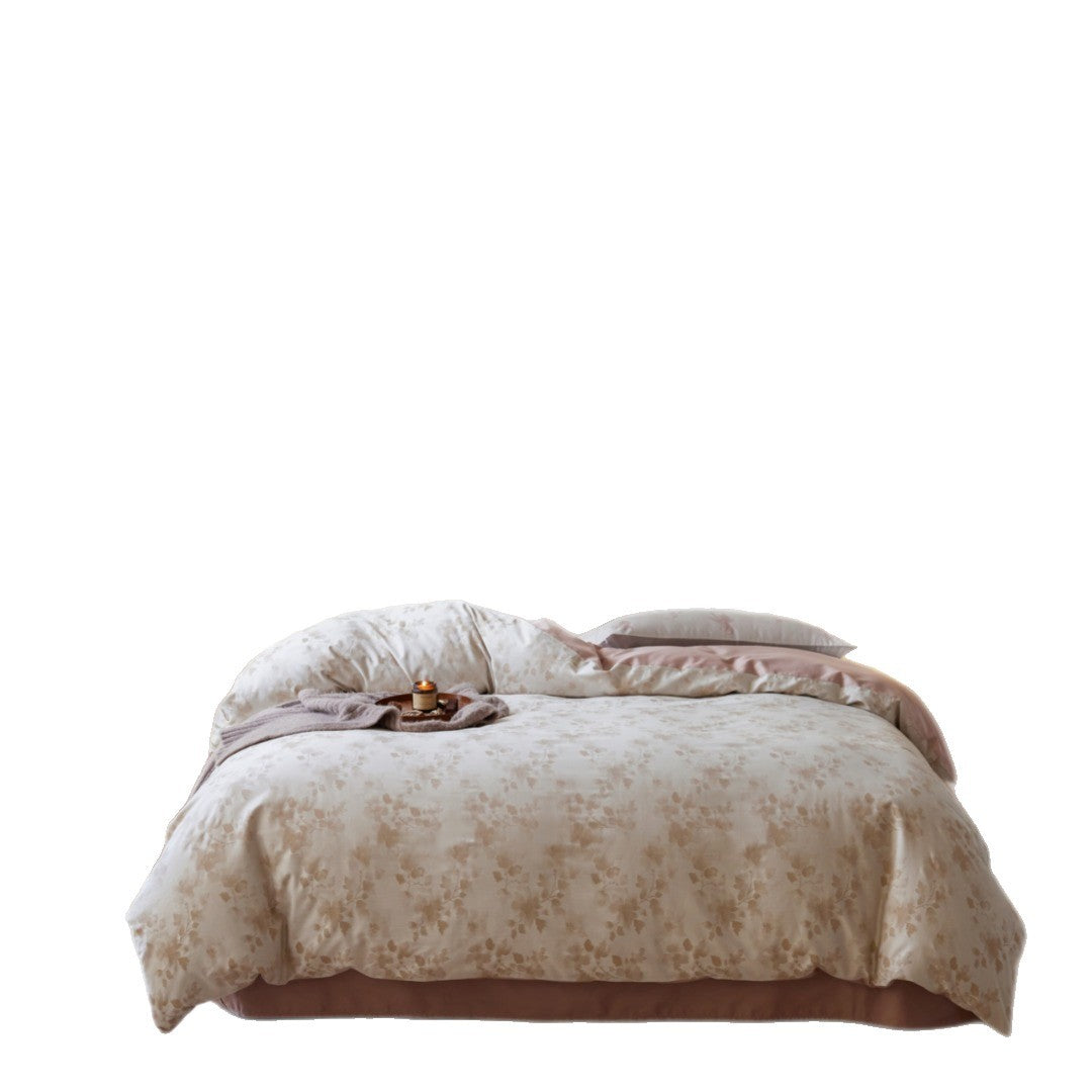 Luxuriöses Bettwäsche-Set aus Baumwollsatin mit feinem Jacquardmuster