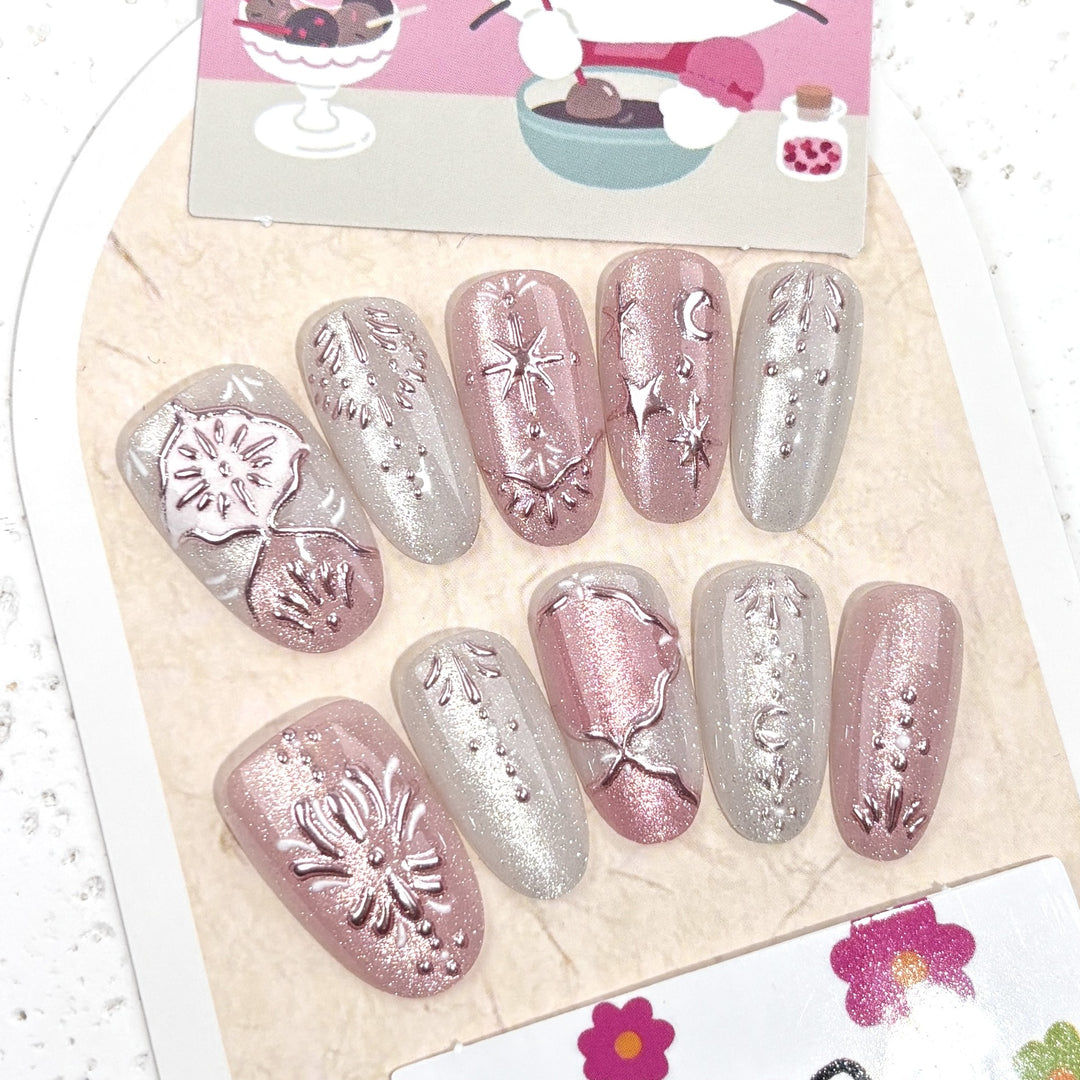Premium Dekorative Press-On Nagelset