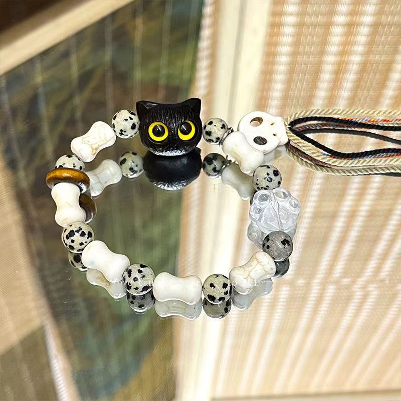 Verspielt Katze und Knochen Charme Armband Karnz