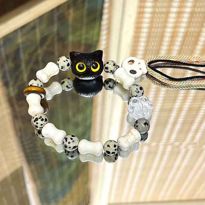 Verspielt Katze und Knochen Charme Armband Karnz