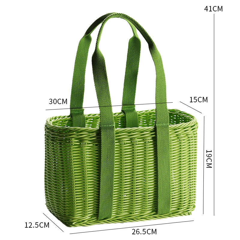 Unisex Robust geflochtener Einkaufskorb mit bequemen Stoffgriffen Karnz