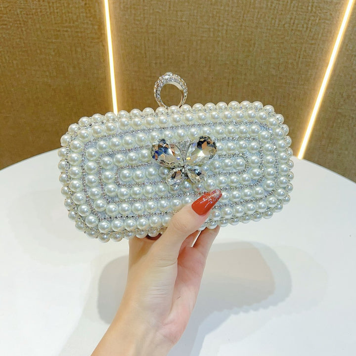 Perlenbesetzte Schmetterlings-Abend-Clutch