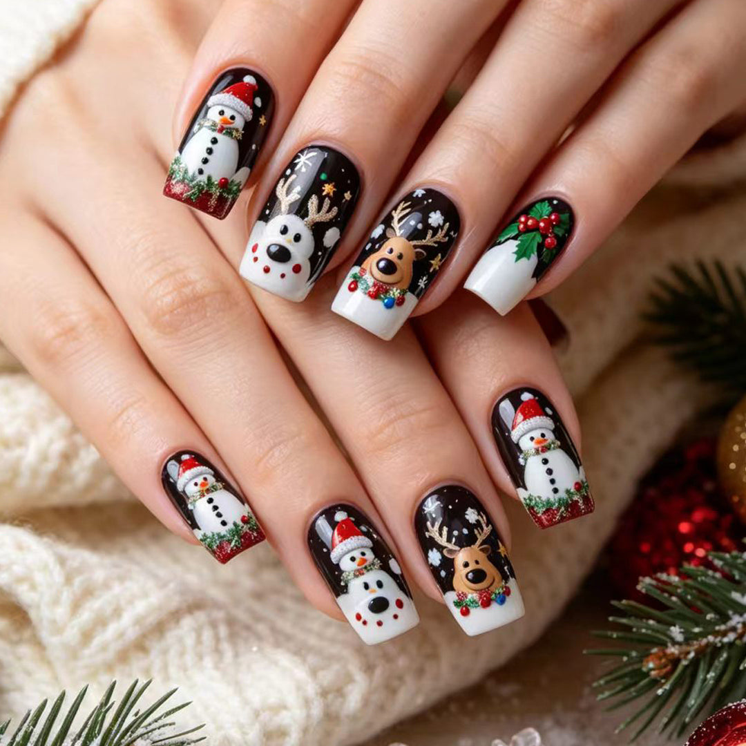Künstliche Kunstnägel mit Festlichem Weihnachtsdesign Karnz