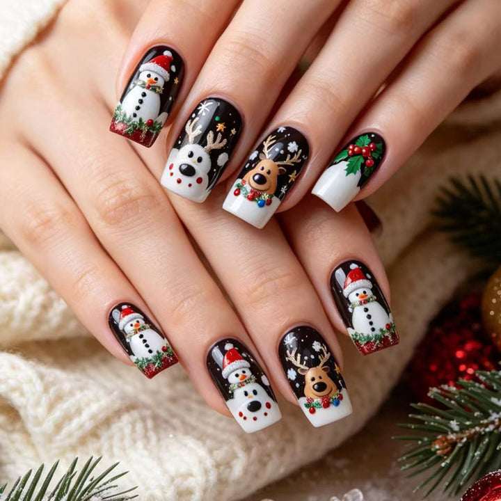 Künstliche Kunstnägel mit Festlichem Weihnachtsdesign Karnz