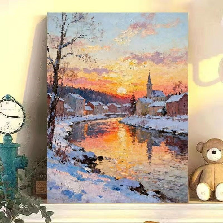 Winter Wonderland Landschaft Leinwand Kunst Karnz