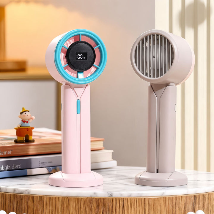 Damen Tragbarer Mini-Ventilator mit digitaler Geschwindigkeitsanzeige und USB-Ladefunktion Karnz