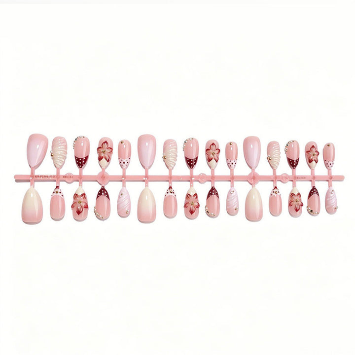 Premium Floral Verziertes Press-On Nagel Kunst Set