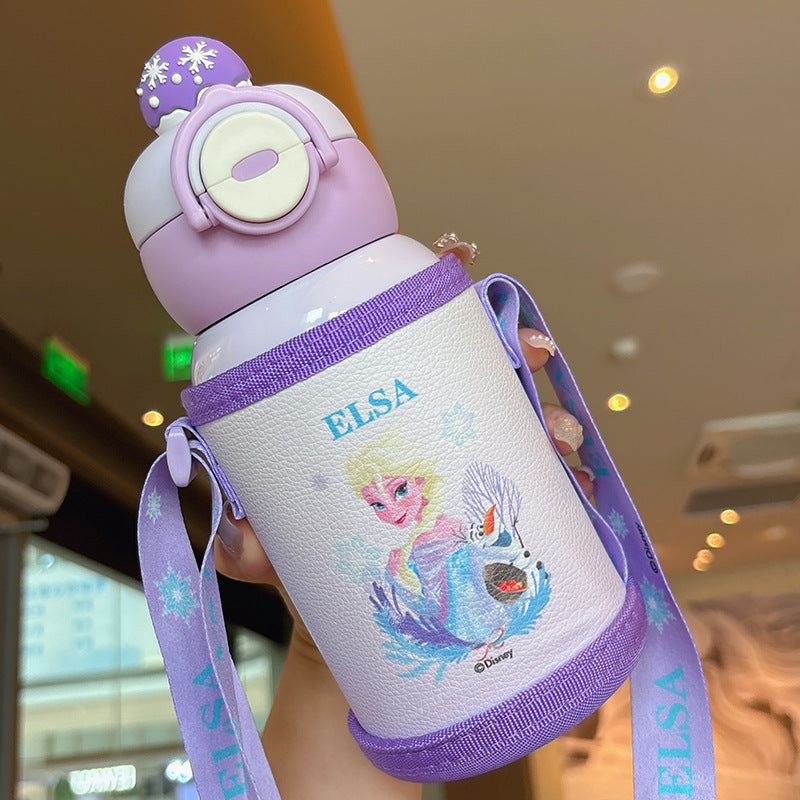 Damen Isolierte Trinkflasche mit niedlichem Kaninchen-Design und praktischem Tragegurt Karnz