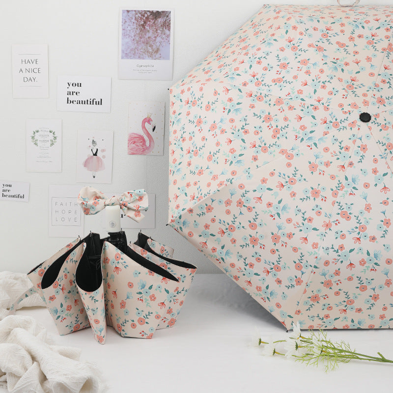 Damen Automatischer Regenschirm mit buntem Blumenmotiv Karnz