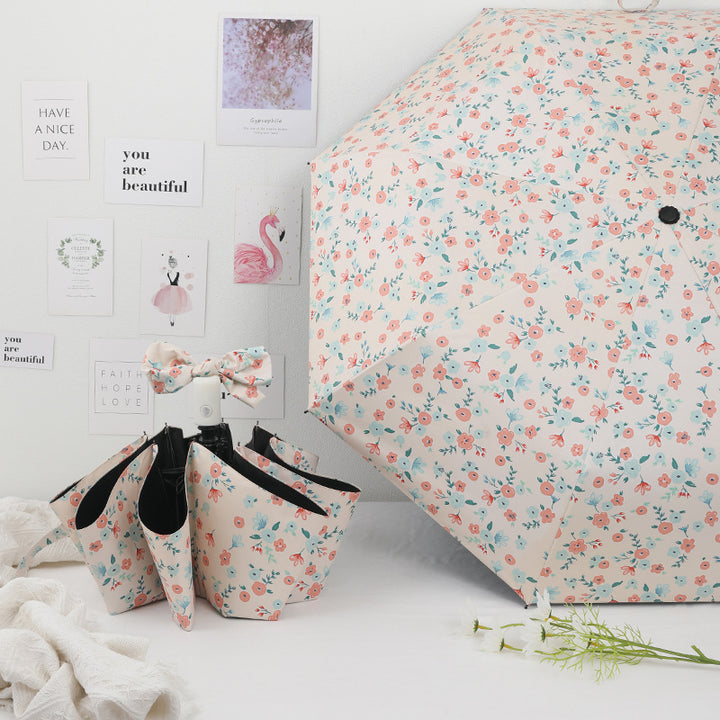 Damen Automatischer Regenschirm mit buntem Blumenmotiv Karnz
