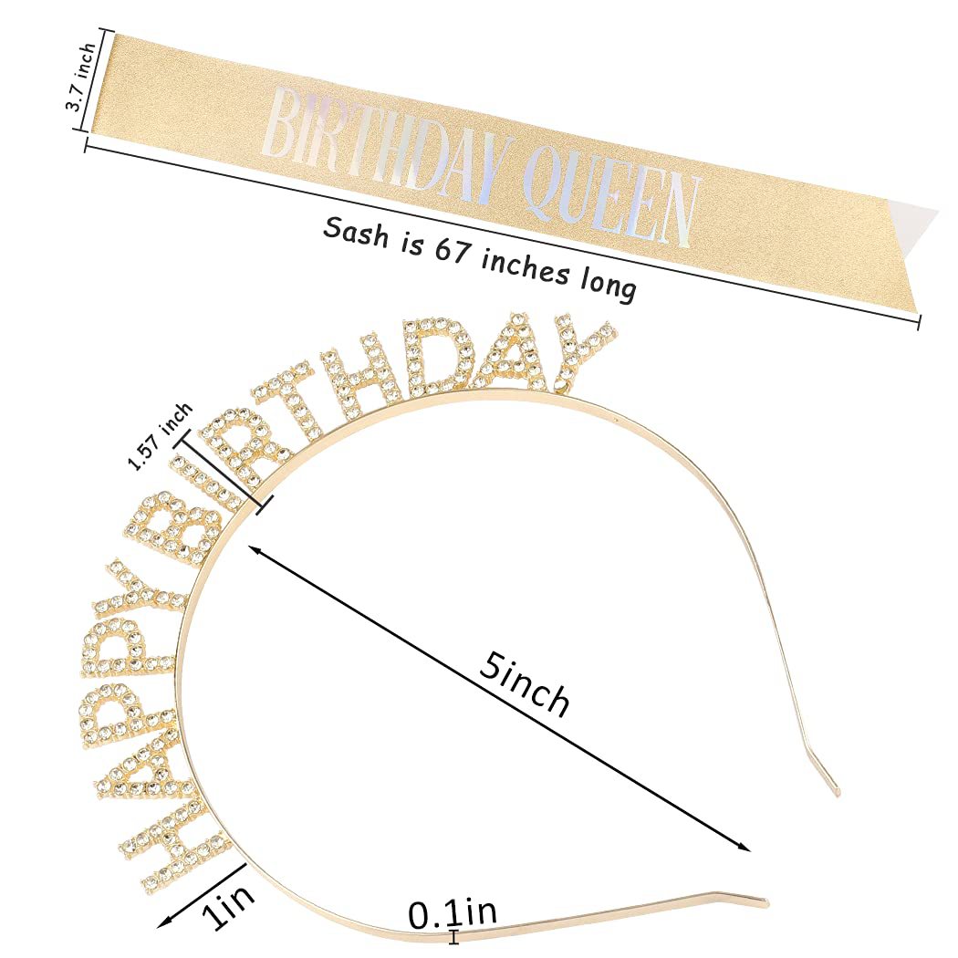 Damen Glitzernder Haarreif mit "Happy Birthday" Aufschrift Karnz