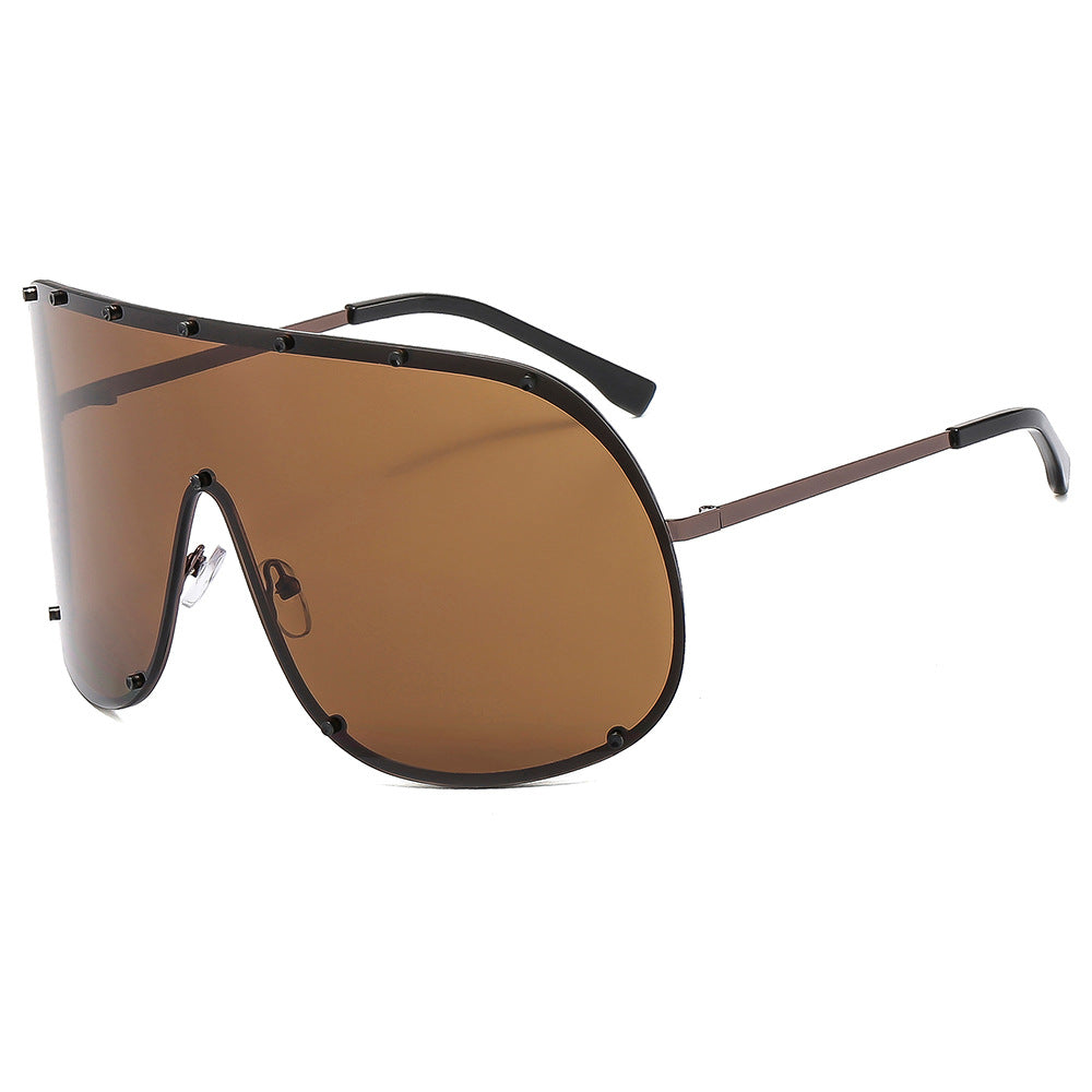 Damen futuristische Sonnenbrille mit großem Rahmen und innovativem Design Karnz
