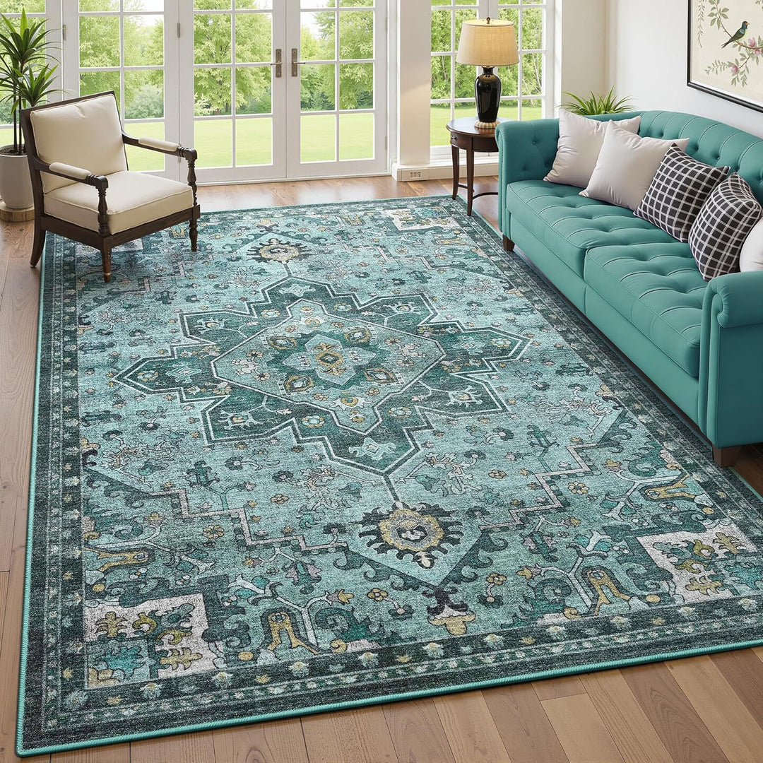 Eleganter, von Vintage inspirierter Polyester-Teppich