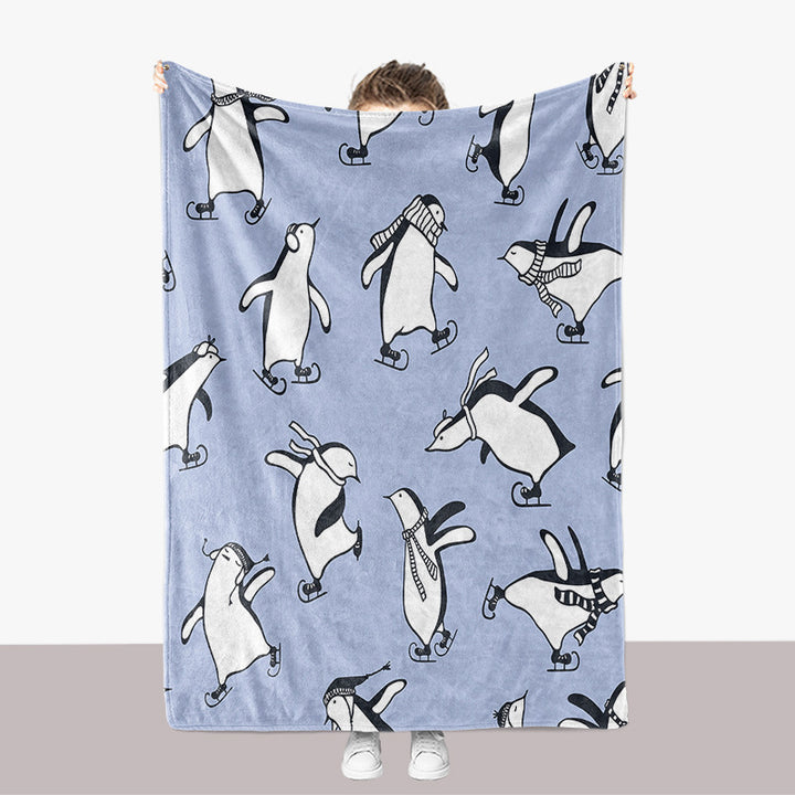 Pinguin-Themen-Plüsch-Wurfdecke