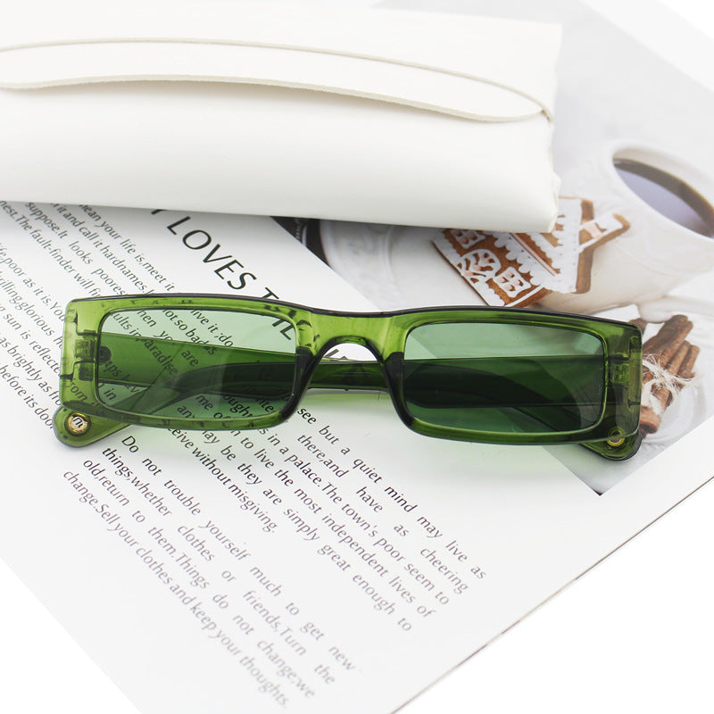Damen modische rechteckige Sonnenbrille mit strukturiertem Rahmen Karnz