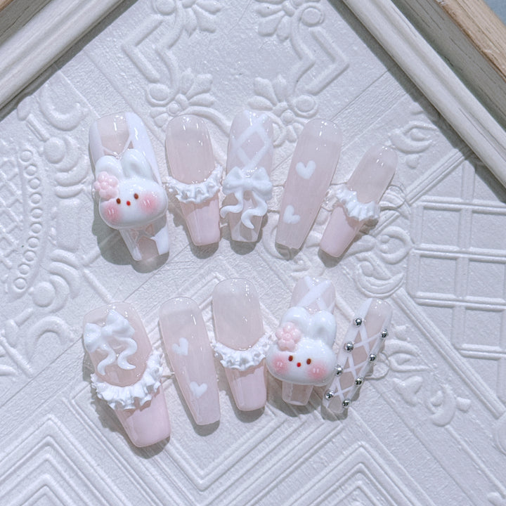 Niedliches Hasen-Thema Press-On Nagelset