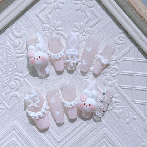Niedliches Hasen-Thema Press-On Nagelset