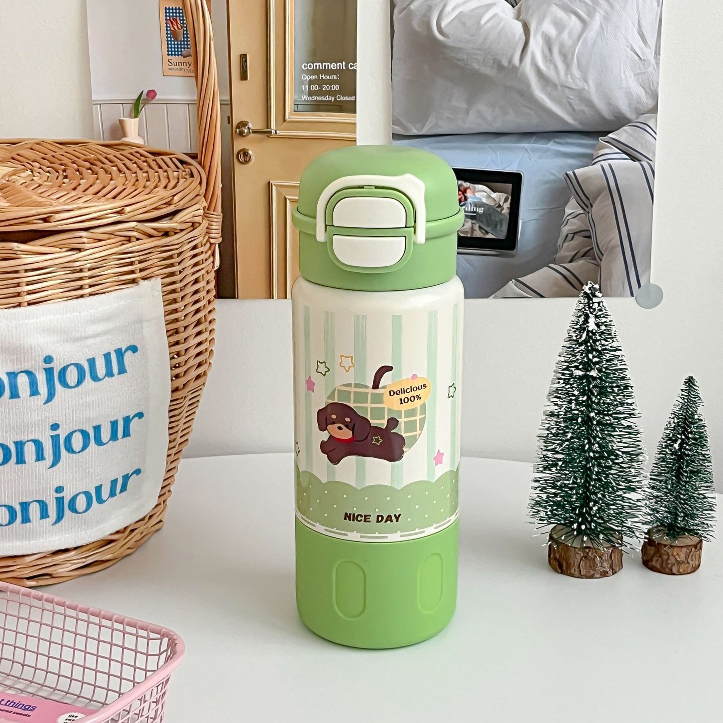 Damen Isolierte Trinkflasche mit fröhlichem Hundedesign Karnz