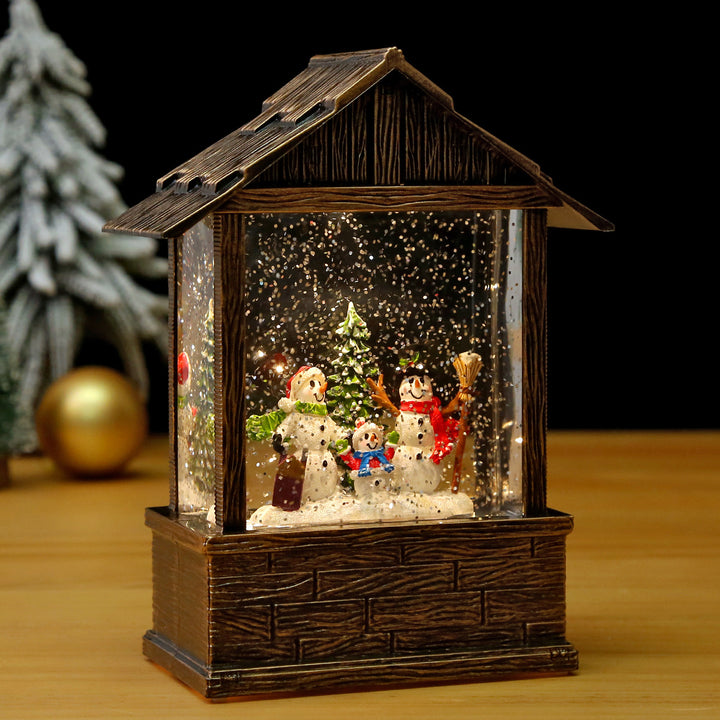 Nostalgische Schneekugel-Dekoration mit Weihnachtsmann und Kindern Karnz