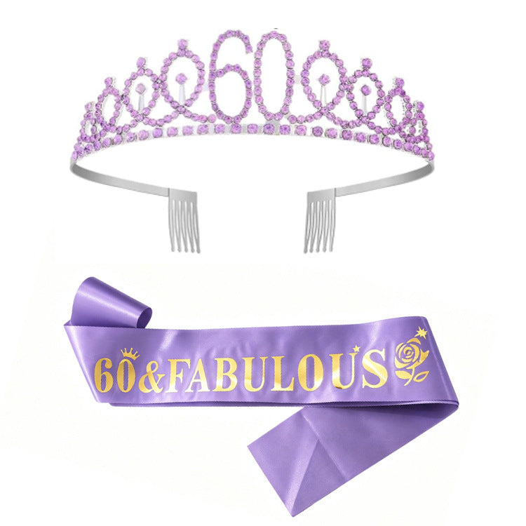 Damen Glitzernde Geburtstagstiaraset mit Sash Karnz
