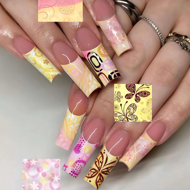 Dekorative lange Press-On Nagelkunst Tipps Karnz