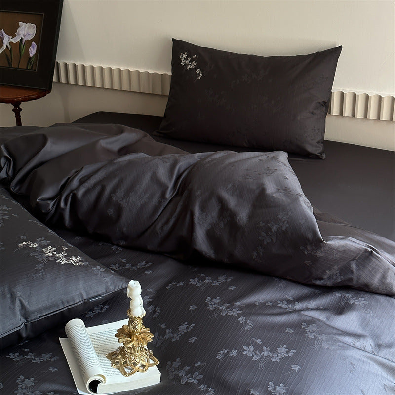 Premium-Jacquard-Satin-Bettbezug-Set mit dezentem Blumenrelief