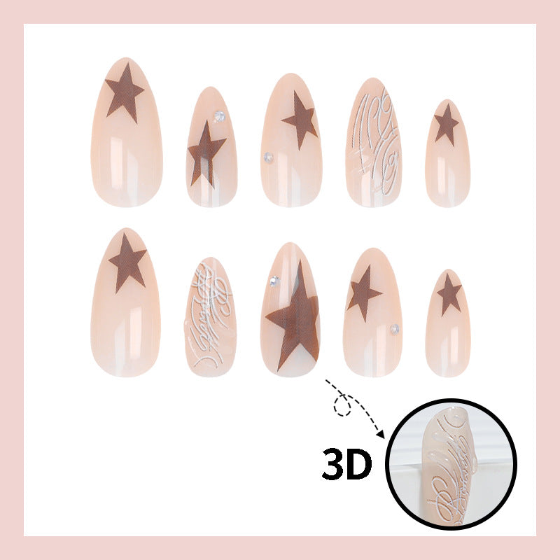 Kunstnagelset mit eleganten Sternenmotiven und Glitzerakzenten Karnz
