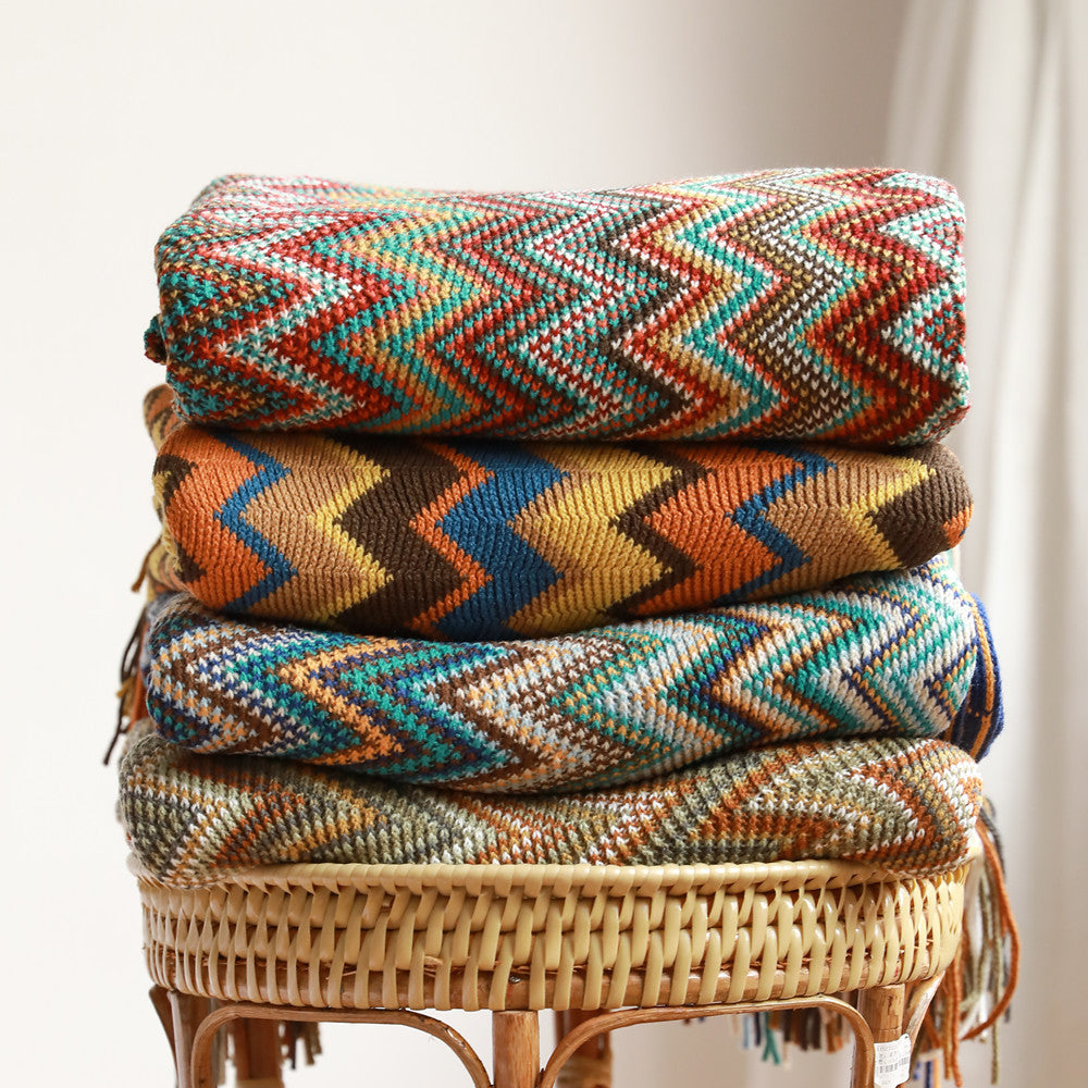 Strukturierte Strickwurfdecke