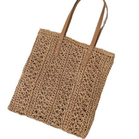 Damen Stylische Tragetasche aus geflochtenem Naturmaterial Karnz