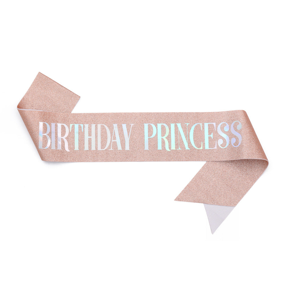 Damen Glitzernde Prinzessinnenkrone mit Birthday Princess Schärpe Karnz