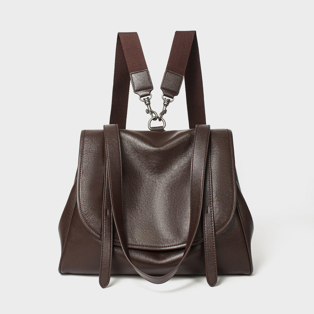 Umwandelbare Glatte Leder Klappe Tote Rucksack mit Abnehmbaren Gurtstraps