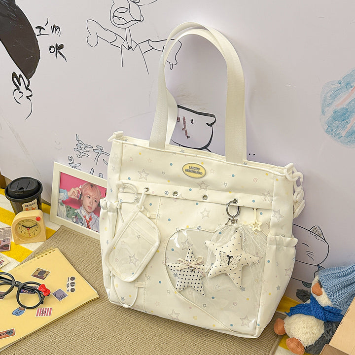 Stylische Multi-Taschen Stern-Applikation Rucksack Karnz