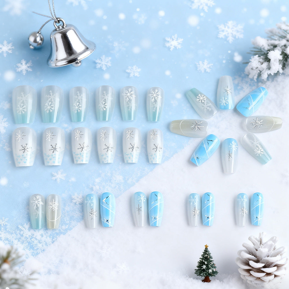 Festliche Schneeflocken Press-On Nagelkunst Karnz