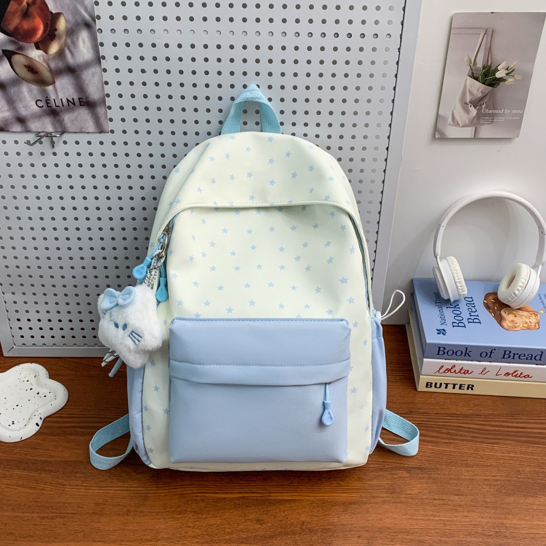 Alltagsrucksack mit Verspieltem Sternen-Design und Zusätzlicher Fronttasche Karnz