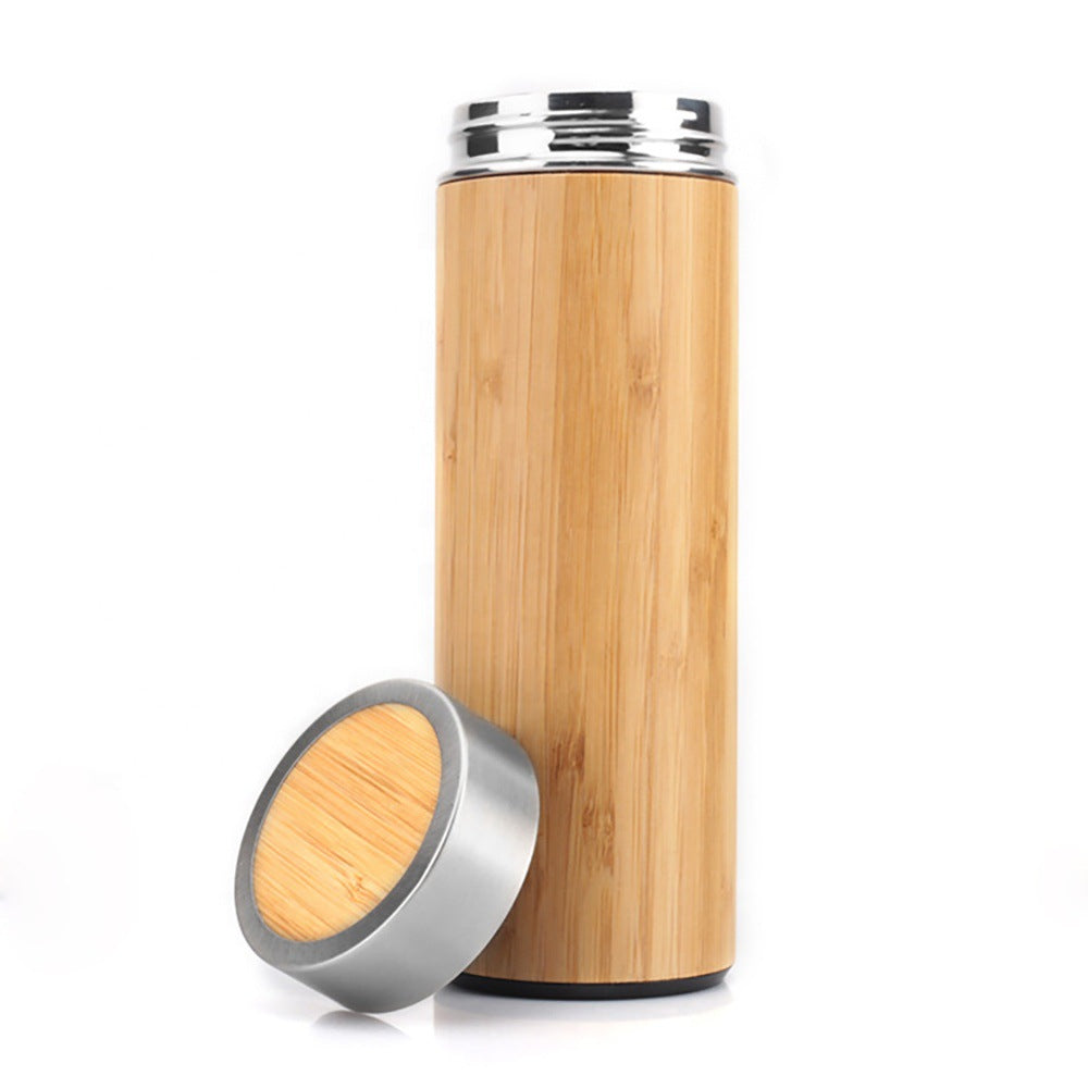 Damen elegante Isoliertrinkflasche aus Bambus mit doppelter Wandung Karnz