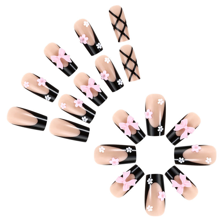 Dekorative Blumen Press-On Nagelkunst Set Karnz